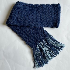 Handmade Blue Crocheted Scarf